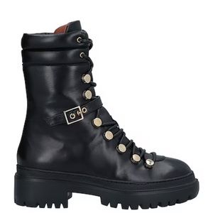 Ankle Boots Soft leather Made in Italy, lug sole, gold accents. Never worn.